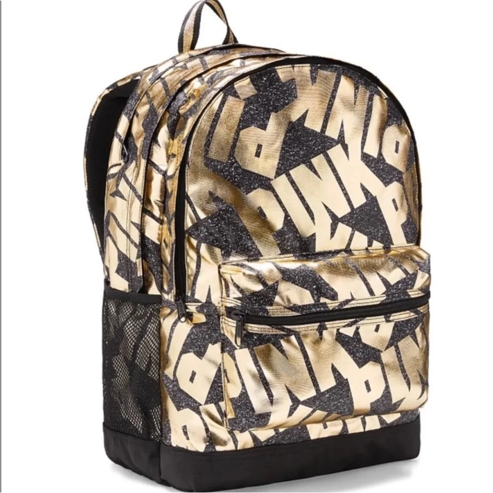 Victoria's Secret PINK Bling Campus Backpack Gold Foil PINK bag campus backpack